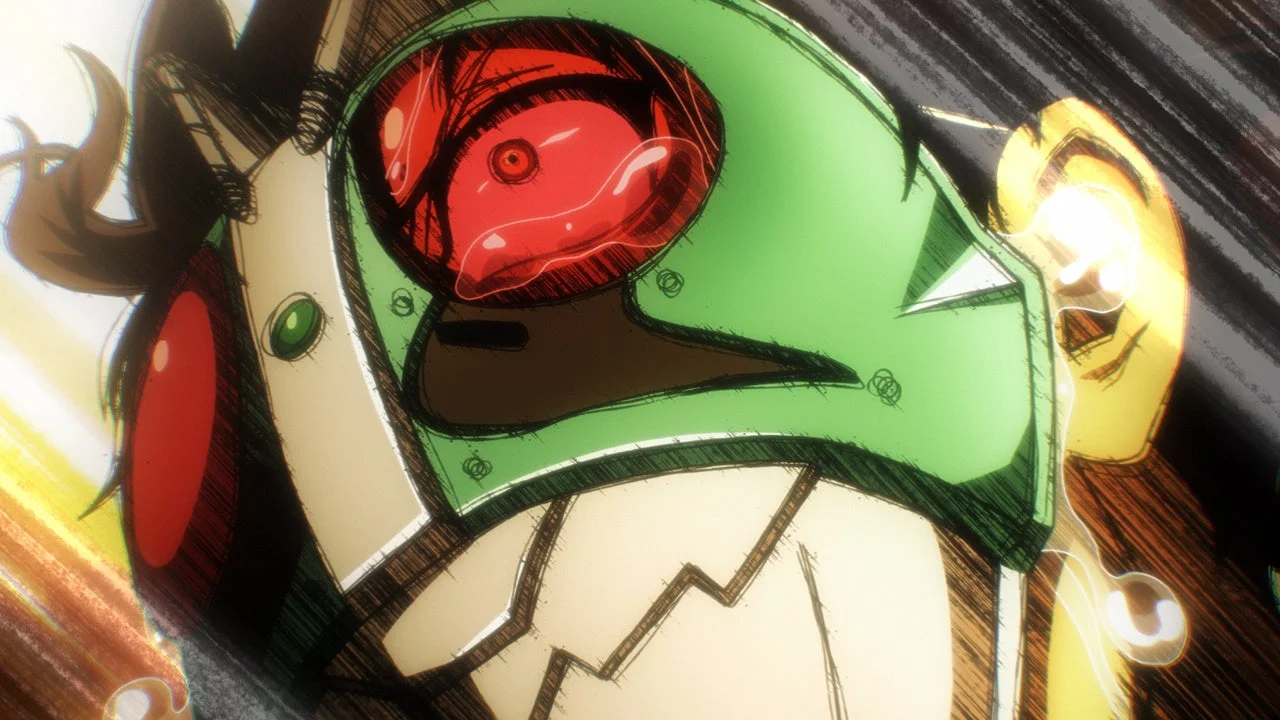 アニメキャラクターの頭部をクローズアップしたイラスト