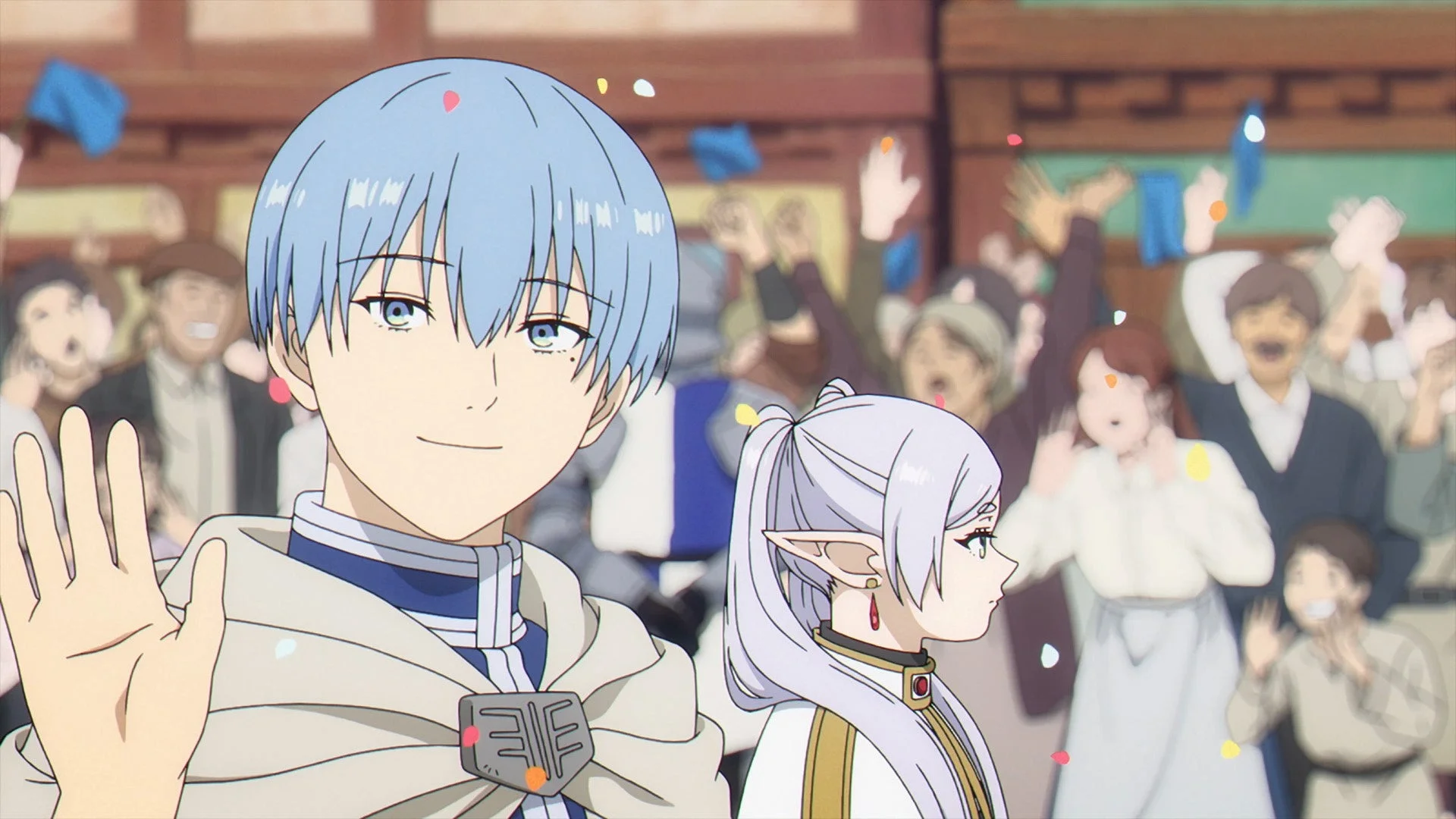 フリーレンとシュタルクが祝福されるシーン