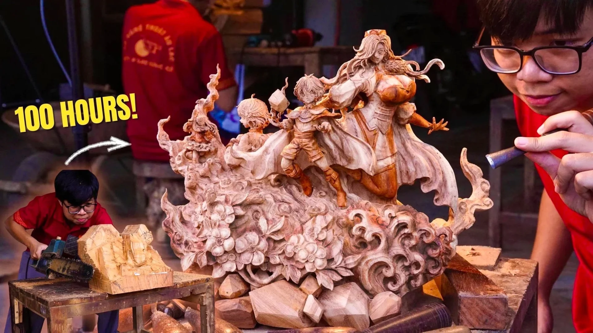 Duy氏による木彫り制作風景