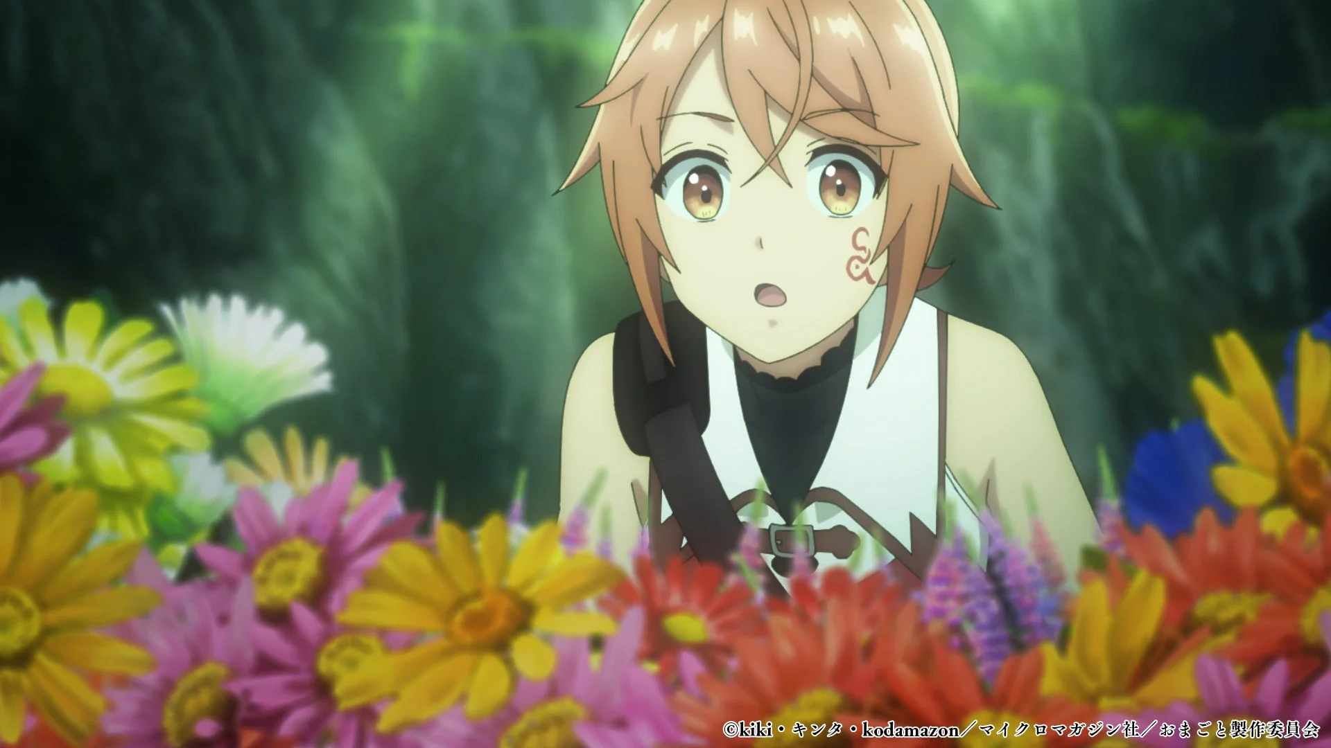 花畑、驚いた少年