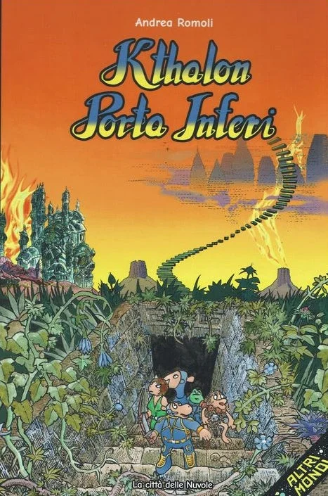 ジャングルに覆われた古代遺跡から個性豊かなキャラクターたちが現れるコミック表紙