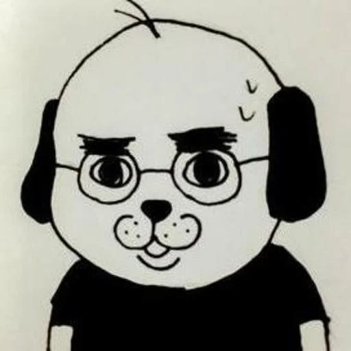 眼鏡をかけた犬のようなキャラクター