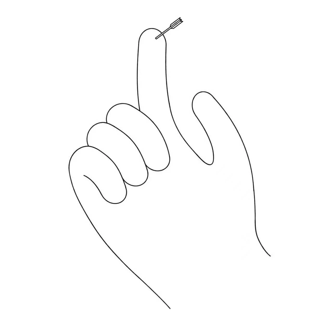 指に矢が刺さった線画イラスト
